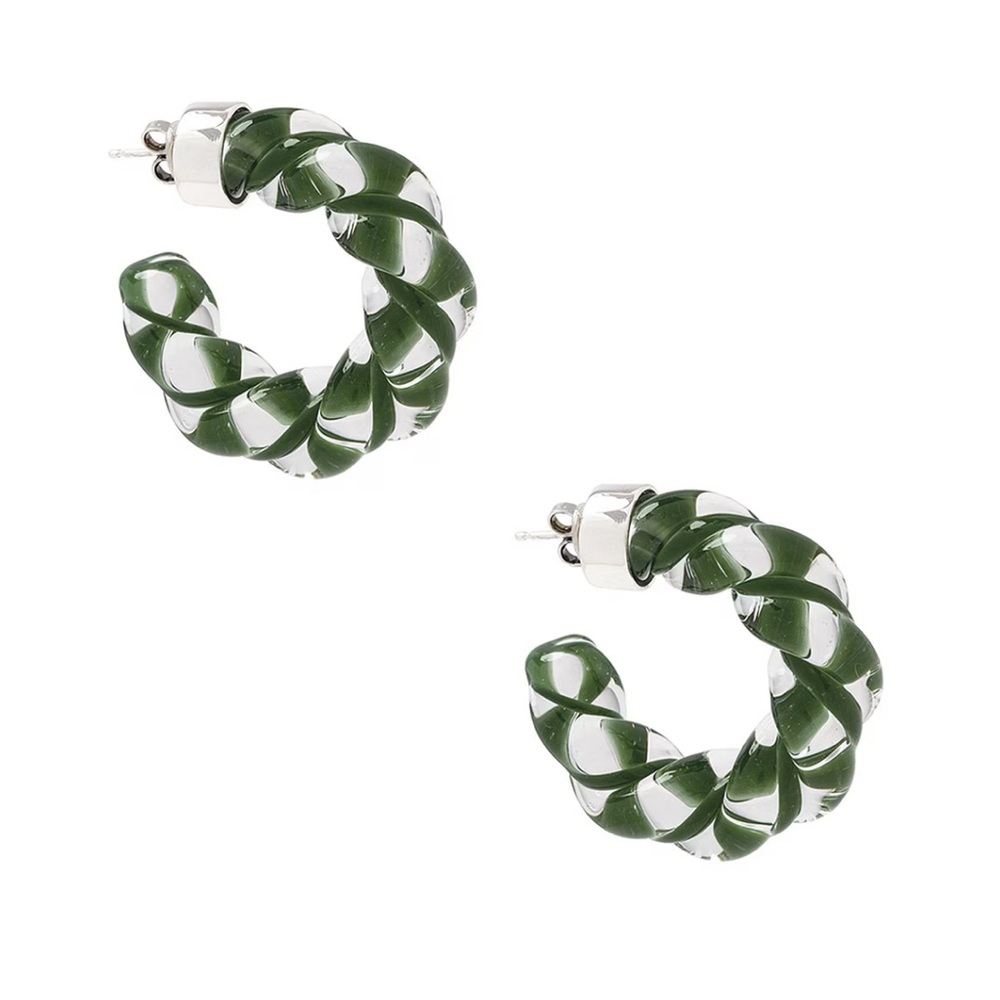 EUC BOTTEGA VENETA Twisted Glass Hoop Earrings